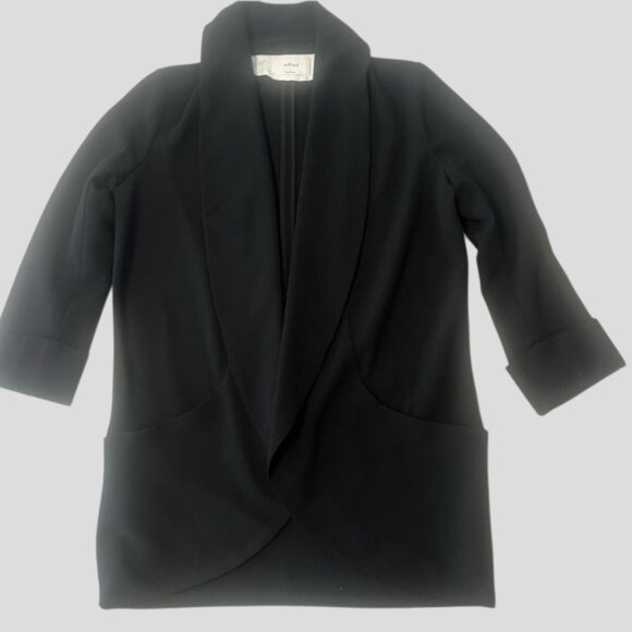 Aritzia Wilfred Chevalier Blazer Jacket Quarter Sleeve Open Front Cardigan Black - Picture 4 of 16